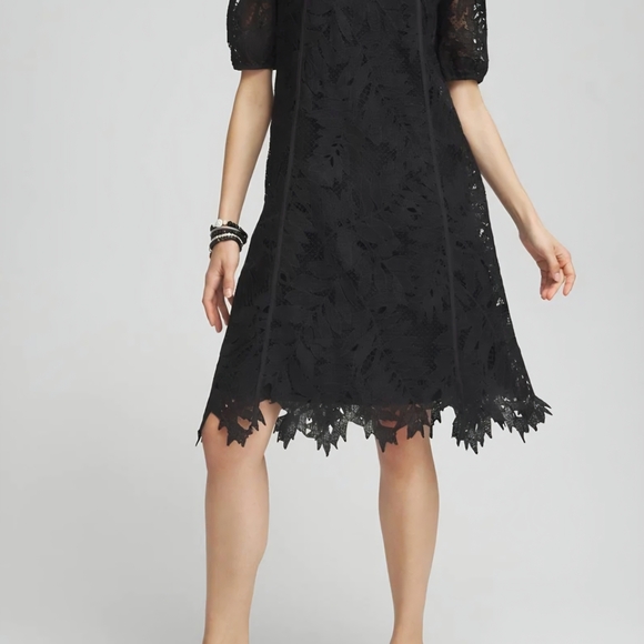 Plus Size - Chico's Black Lace Midi Dress - Picture 8 of 9